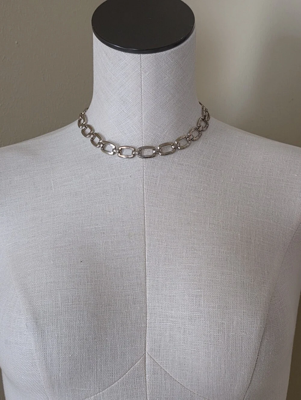 Vintage Coro Choker Necklace Silver Tone Modernist Statement Chunky Links